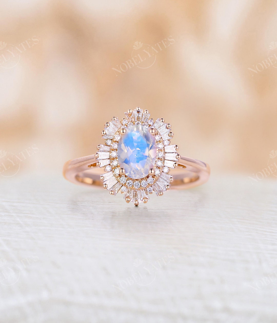 Vintage Inset Blue Moonstone Ring main image 0