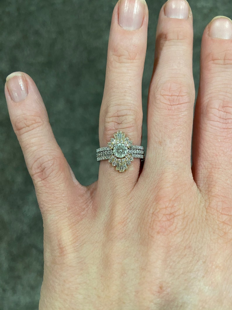 Art Deco Ring Enhancer Diamond CZ Wedding Band Unique Baguette Etsy