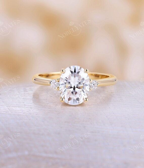 Moissanite engagement ring oval cut ring vintage ring simple ring diamond ring yellow gold ring bridal ring prong ring anniversary ring