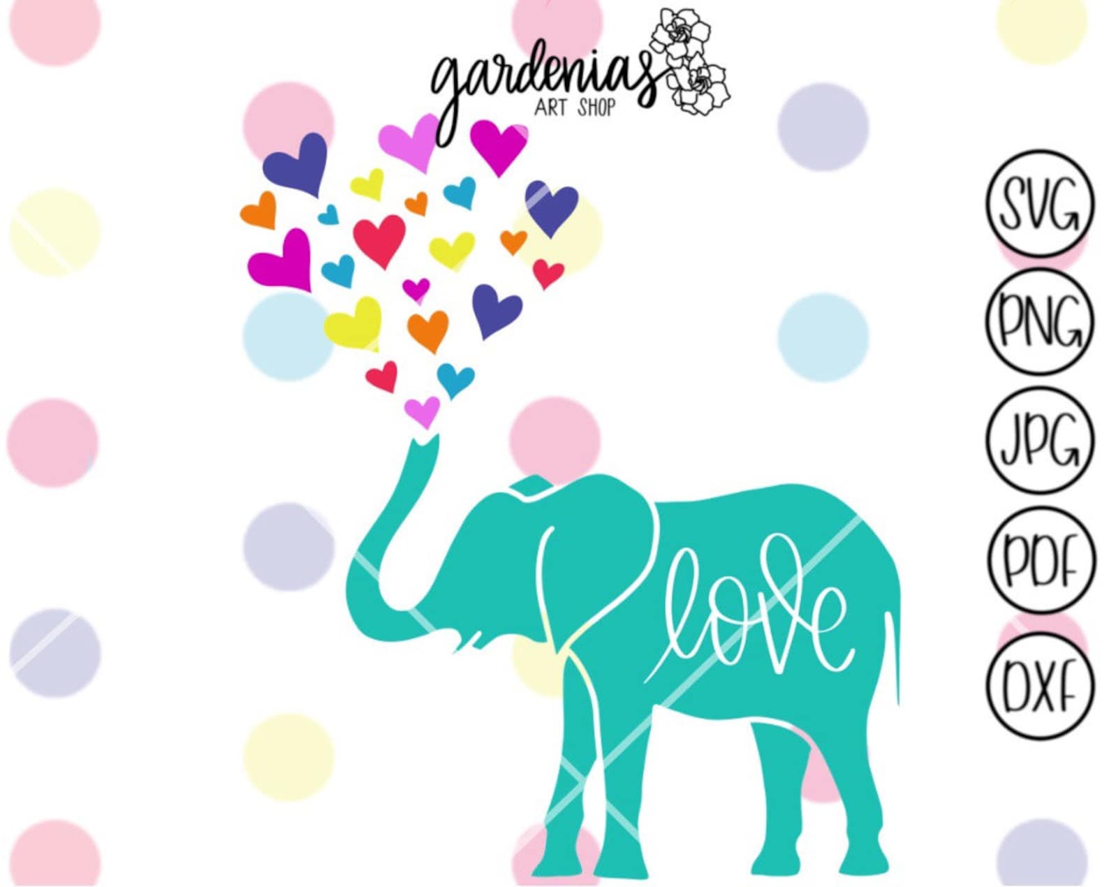 Elephant Svg Elephant Hearts Svg Cute Elephant Svg Elephant | Etsy