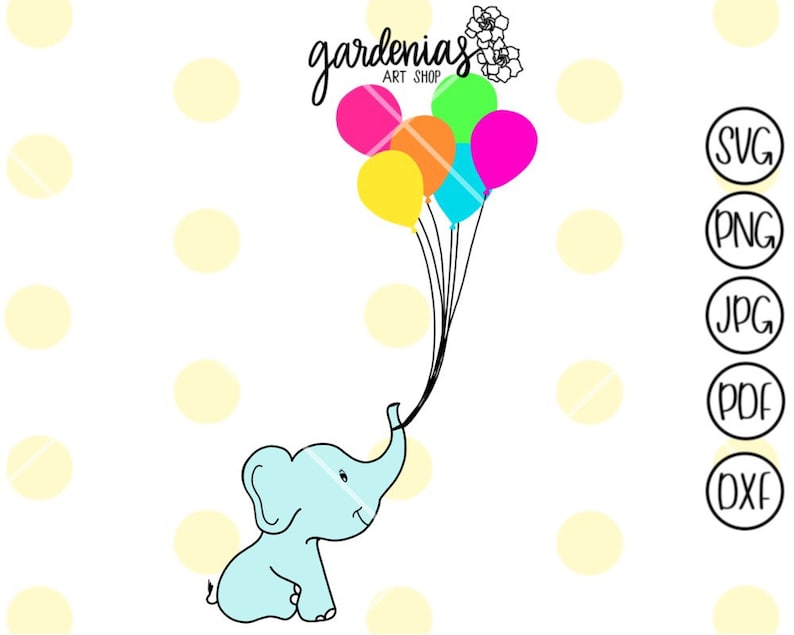 Download Baby Elephant with Balloons SVG Cute Baby Elephant Cut ...