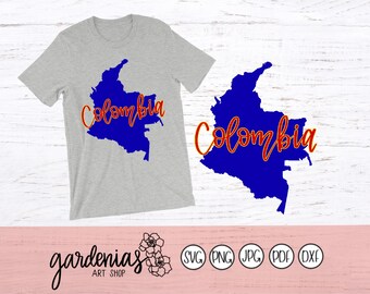 Colombia Map SVG, Colombia Hand Lettered, Colombia files for Silhouette, Colombia files for Cricut, Colombia svgs, Colombia Cut Files