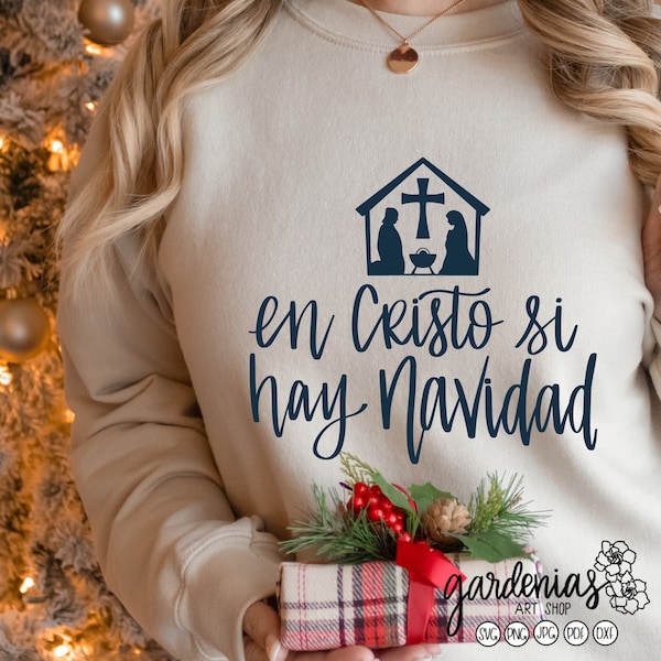 Feliz Navidad SVG, svg Navidad Jesus, En Cristo si hay Navidad SVG, Navidad svg, svg Noël espagnol, Noël svg espagnol