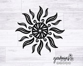 Tribal Sun SVG, Sun Cut Files, Sun Vector, Sun Illustration, Sun Drawing, Sun SVG Cut Files, Rotational SVG, Sun Design, Sun Tattoo Drawing