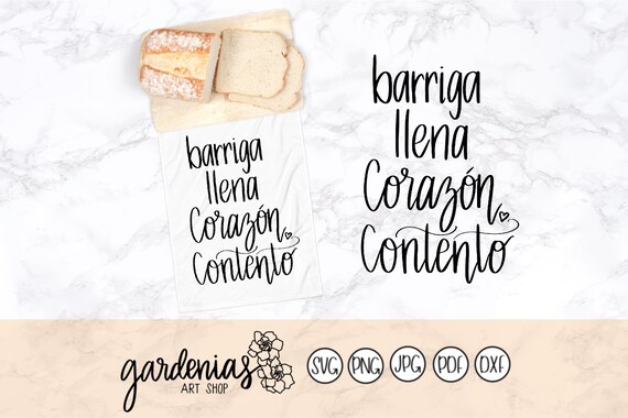 Barriga Llena Corazon Contento svg, Spanish svg, Spanish cut file, Spanish Kitchen svg, Cocina svg, Kitchen svg, Spanish quote svg, Bar svg