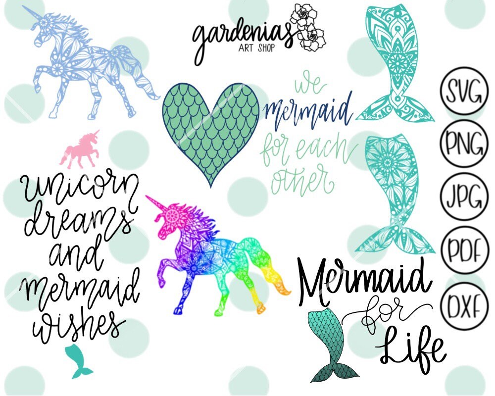 Download Mermaid Unicorn Bundle Mermaid SVG Bundle Unicorn SVG | Etsy