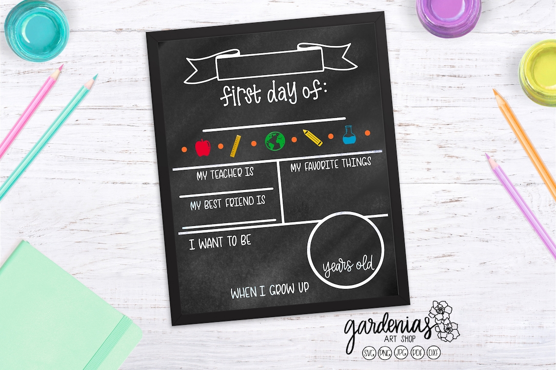 First Day of School Board Template SVG School Board Fill In Etsy