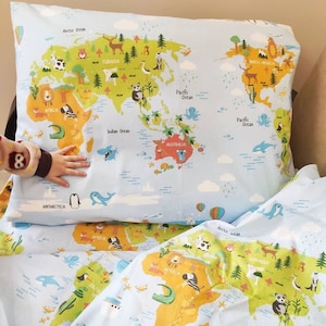 Landkarten Bettwäsche-Set, Landkarten Kleinkind-Set, Kinderbettwäsche-Set, Landkarten Zwillings-Set, Landkarten Kinderbett-Bett, Landkarten-Bettwäsche-Set, Landkarten-Bettwäsche-Set, Landkarten Erde-Kissenbezug