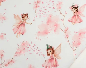Pink fairies pillowcase, pink elves pillowcase cot sheet flat sheet, pink princess pillowcase bedding set sheet set
