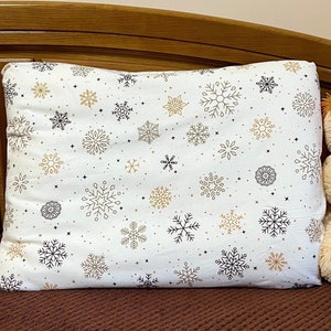 Gold gray black flannel snowflakes pillowcases, Christmas pillowcase flannel cotton winter snowflake pillowcases