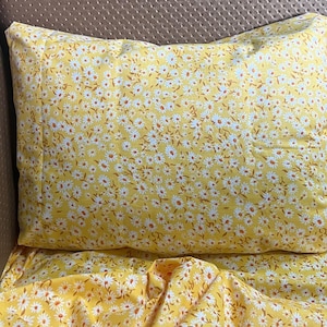 Yellow daisies pillowcase, yellow daisies sheet, daisies bedding set, daisies flowers queen set, daisies twin set, daisies flowers king size