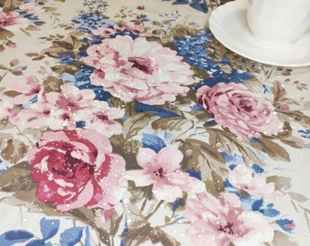 Water-repellent flowers tablecloth, waterproof table cover, teflon flowers tablecloth, wipe clean square table cloth, roses tablecloth cloth