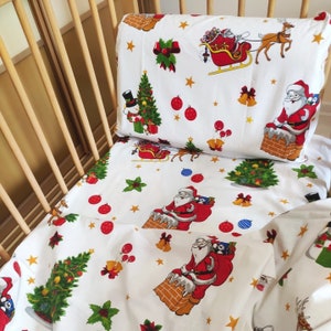 Kerstman wiegbed kussensloop peuterset, Kerstman kindercadeau, Kerstcadeau kinderen, Kerstbeddengoedset, Kerstlakens