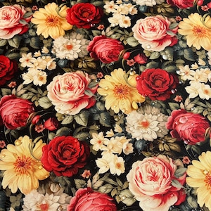 Roses flowers tablecloth, multicoloured flowers tablecloth, spring waterproof flowers tablecloth, red pink roses table cover napkin placemat