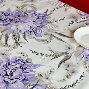 Wisteria flowers tablecloth, flower waterproof table cover, wistaria spring tablecloth, dirty-proof tablecloth, flowers square table cloth