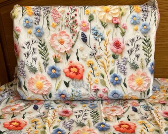 Embroidered flowers pillowcase, 3 D pillowcase, dried flowers pillowcases, summer flowers pillowcases, orange flowers pillowcases