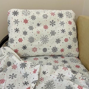 Red gray black flannel snowflakes pillowcases, Christmas pillowcase, flannel cotton winter snowflake pillowcases
