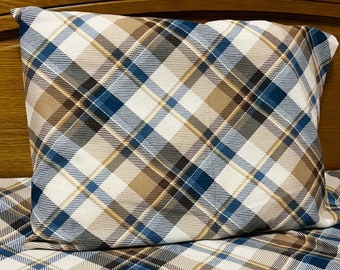 赤黒チェック柄フランネル枕カバー、フランネルモダンレッドリネン