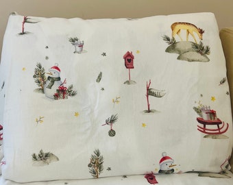 Snowman flannel pillowcases, snowman flannel sheets, snowmen flannel bedding set