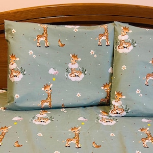 Giraffe Bettwäsche Set, Giraffe Kinderbett, Giraffe Kleinkind Set, olive Baumwolle Kissenbezüge, Kinder Bettwäsche Set Giraffe, Neugeborene Giraffe Bettwäsche