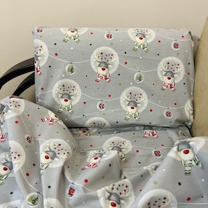 Kinderkerstkussenslopen, grijs kerstbedlinnen, kerstcadeauset, kerstbeddengoedset, kersthoeslaken, kerstpeuter