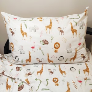 African animals bedding set, African animals cot bed, Africa animals toddler set, turtle lion flamingo  cotton pillowcases, kids bedding set