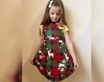 ハンドメイド　エプロン　クリスマス　専用 子供用クリスマスエプロン、マジカルスノードームデザイン、子供用