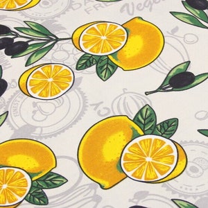 Lemon olives tablecloth, lemons waterproof table cloth, summer tablecloth, olives tablecloth, yellow print tablecloth