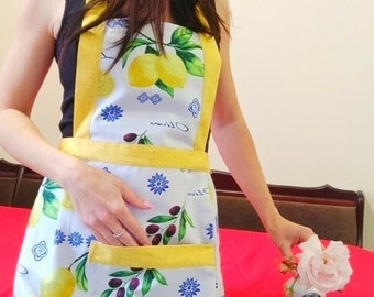 Kitchen apron, waterproof apron, lemons apron