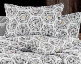 Abstract gray honeycombs pillowcase, Abstract gray honeycombs bedding set sheet set, Abstract gray honeycombs twin full set duvet cover