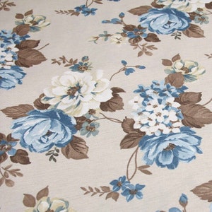 Blue roses waterproof tablecloth, flowers waterproof table top, beige flowers tablecloth, roses napkins, flowers roses table top