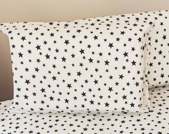 Blue stars pillowcases, blue stars bedding set, blue stars toddler set, stars Queen set, stars king set, stars full set, blue stars sheet