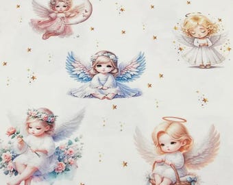 Little angel pillowcases, cute girly toddler set, angels cot bed, angels kids sheet set, angels baby newborn set
