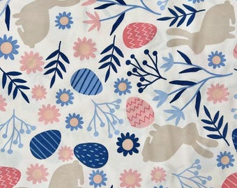 Blue multicoloured Easter eggs tablecloth, Easter bunny eggs waterproof table cloth, Easter eggs table cover, Easter gift for woman girls