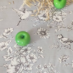 Birds tablecloth, gray birds tablecloth, teflon tablecloth, dirty-proof tablecloth, waterproof table cloth, flowers table cloth