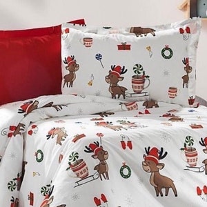 Christmas Flannel Sheets Etsy UK