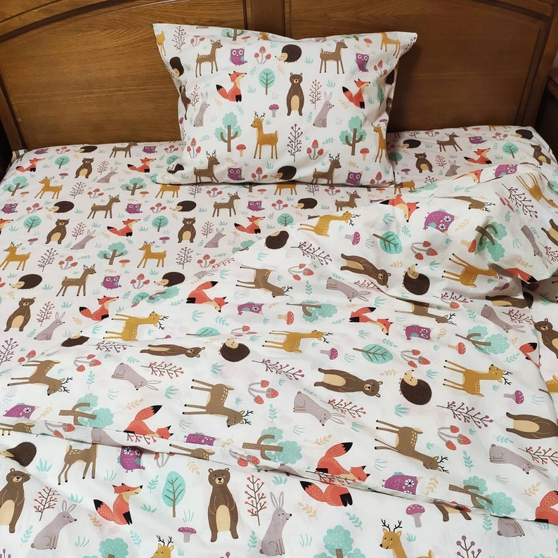 Forest animals bedding set forest animals cot bed forest Etsy