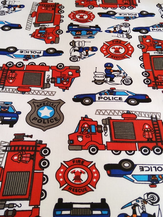 Police Car Pillowcase Crib Bedding Fire Trucks Boy King Etsy