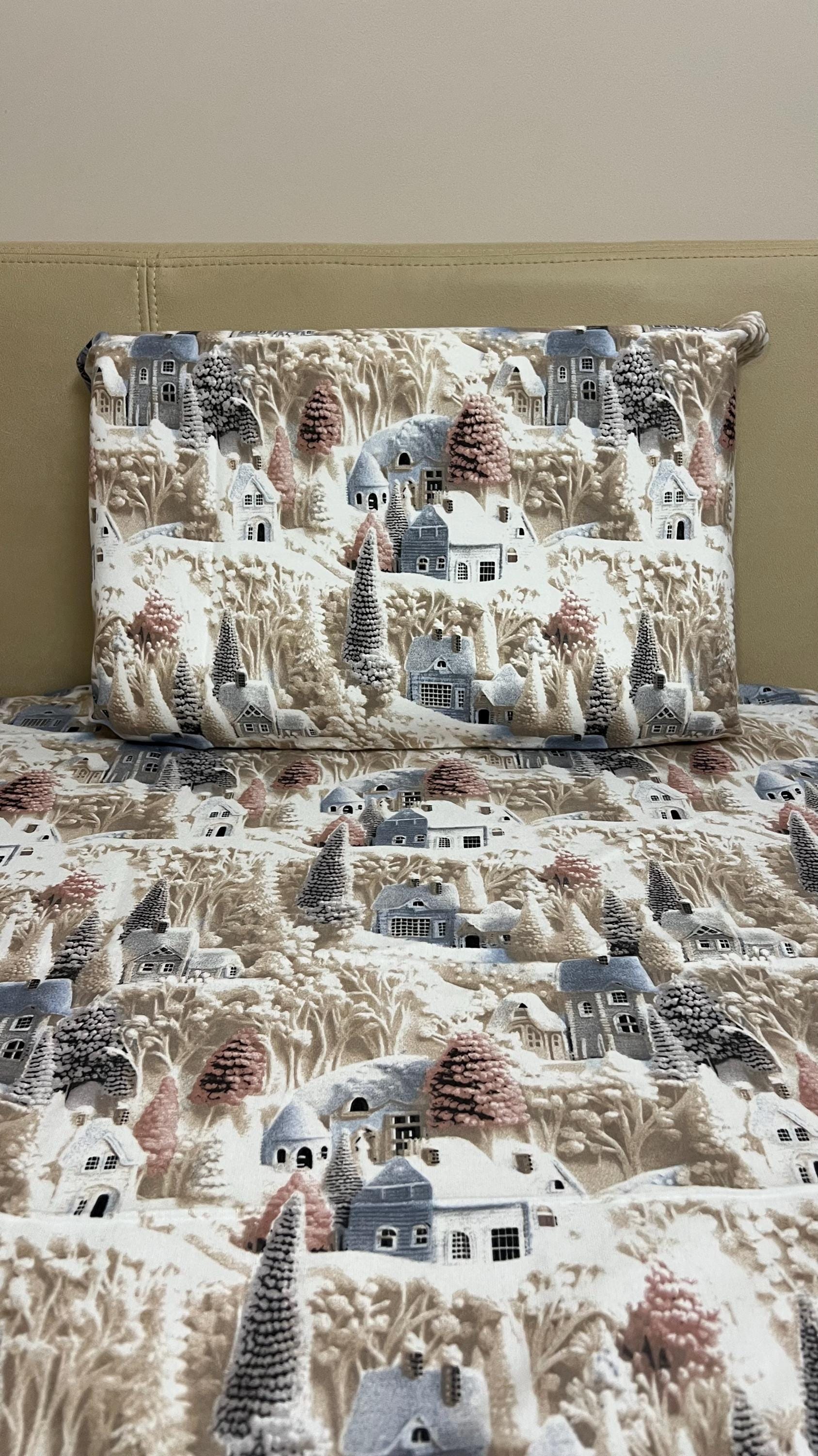 26 Festive Christmas Bedding Sets for a Merry Bedroom Makeover: Cozy Up Your Space with Holiday Cheer! 6 Christmas city flannel pillowcase, winter flannel pillowcase,…