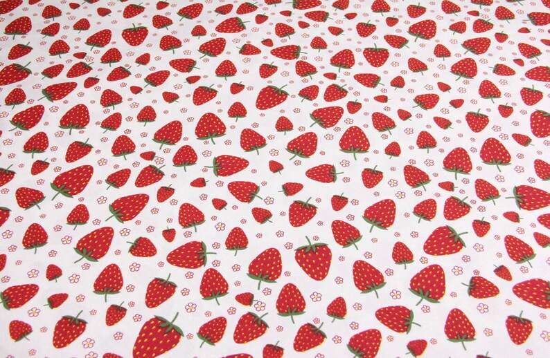 Strawberry waterproof tablecloth, strawberry table runner, summer tablecloth, berry tablecloth, flower tablecloth, small print tablecloth image 4