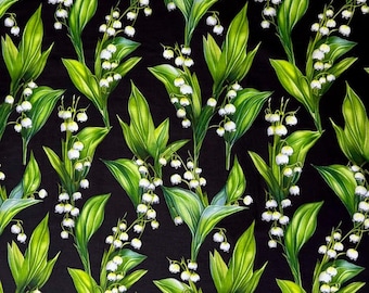 White lily of the valley pillowcases bed linen on black background