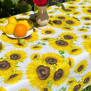 Yellow sunflower waterproof tablecloth, washable flowers table top, oil dirty-proof tablecloth, yellow sunflower  table cover cloth