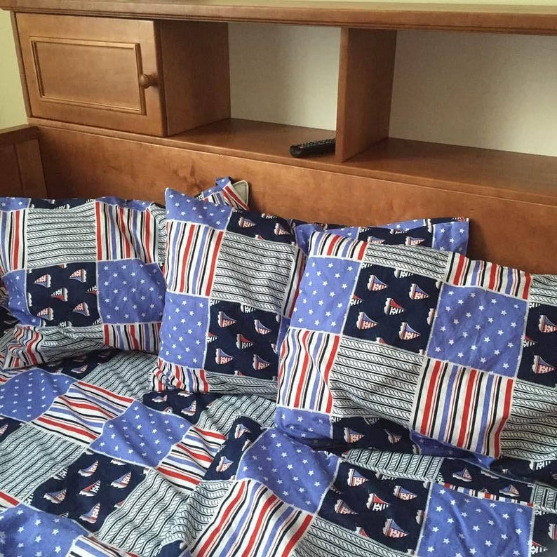 patchwork cotton bed boy/'s bedding set sea boats crib bedding baptism baby shower gift Patchwork sea pillowcase for kids and toddler