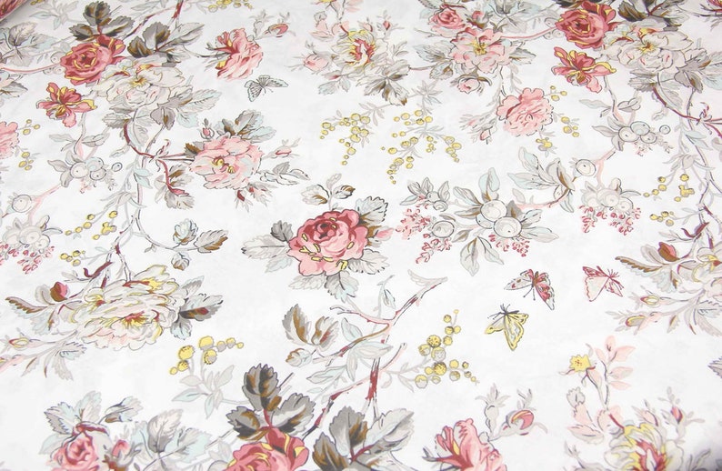 Pink Roses Sheets Pink Roses Bedding Set, Floral Cotton Sheets, Butterfly Pattern - Etsy