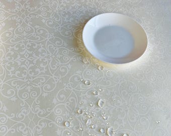 Cream waterproof tablecloth, cream wedding tablecloth, big wedding tablecloth, cream round tablecloth, cream classic wedding tablecloth