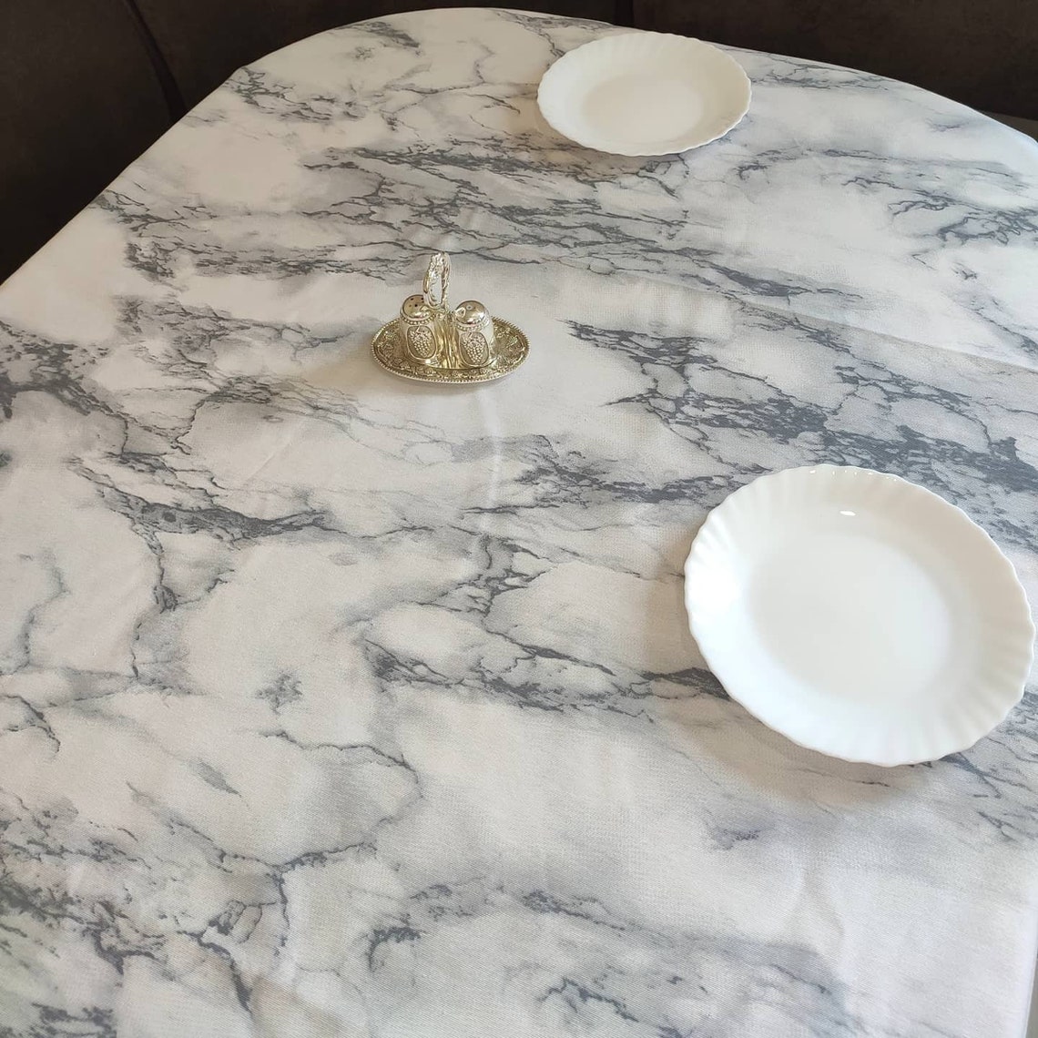 Marble waterproof tablecloth marble gray tablecloth grey Etsy