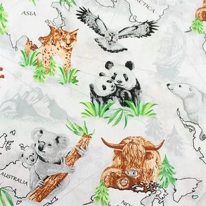 Welttiere Kinderbettwäsche Set, Landkarte Tier Kinderbett, Panda Kinderbettwäsche Set, Neugeborenen Bettwäsche Blatt, Tiere Kinderdecke Tröster