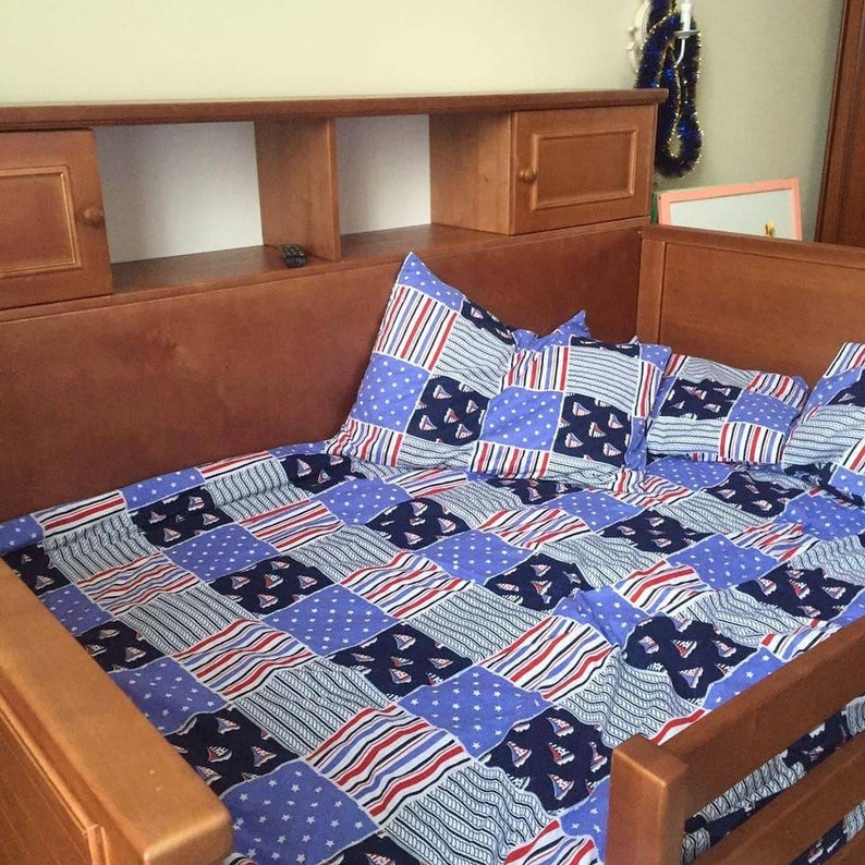 patchwork cotton bed boy/'s bedding set sea boats crib bedding baptism baby shower gift Patchwork sea pillowcase for kids and toddler