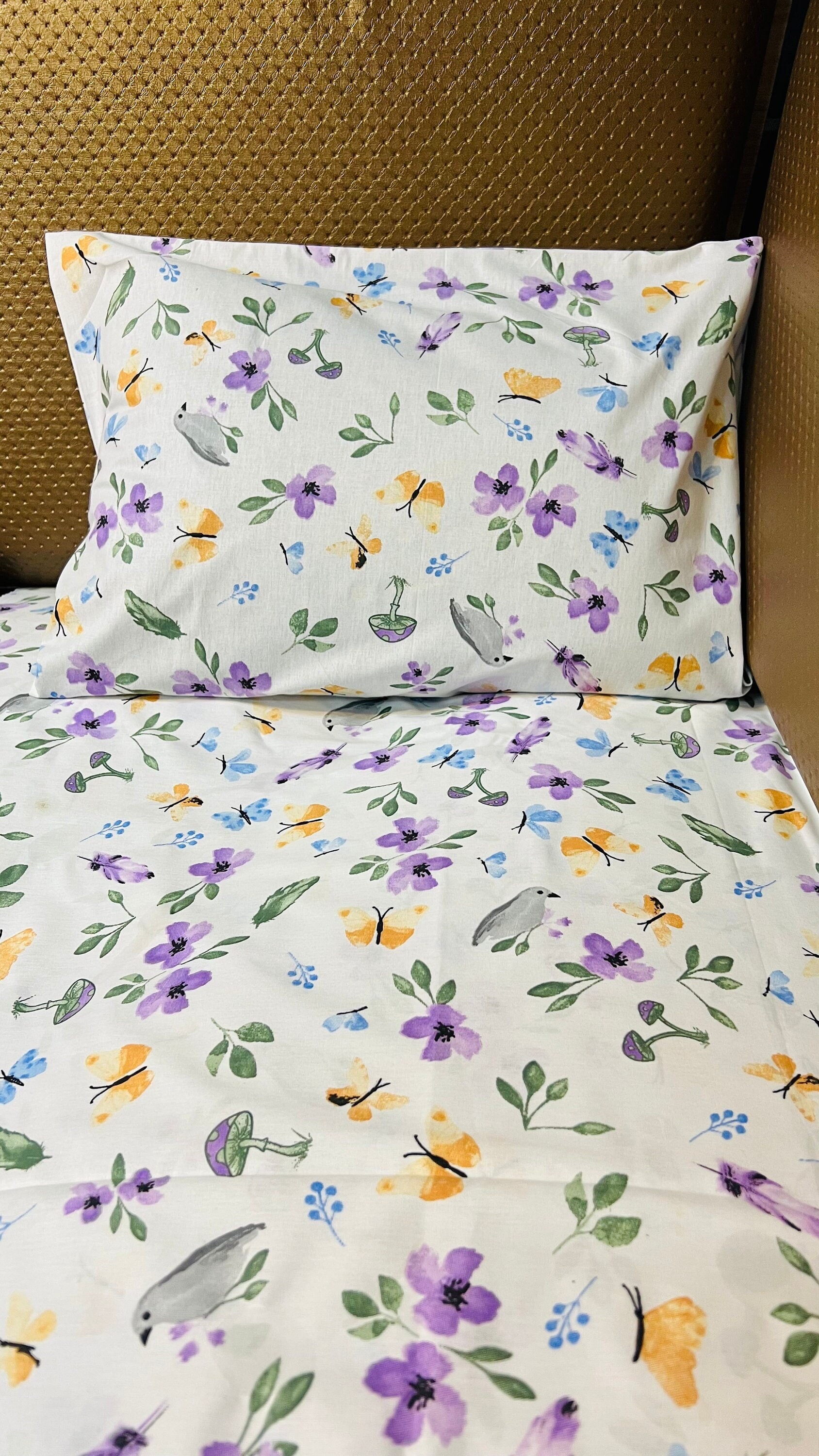Purple Birds Bedding Set Flowers Bedding Sheets Birds Toddler