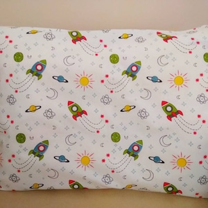 Boys pillowcases space stars rockets, Queen Twin size set sheet space rocket crib bedding stars rocket space, boy cot bed space rocket